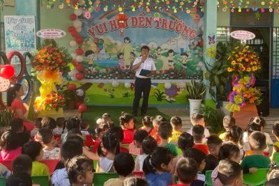 Ngày 5 tháng 9 năm 2022 tập thể CB, GV, NV, PH và toàn thể cá Em HS thân yêu tahm gia hưởng ứng ngày hội toàn dân đưa trẻ đến trường